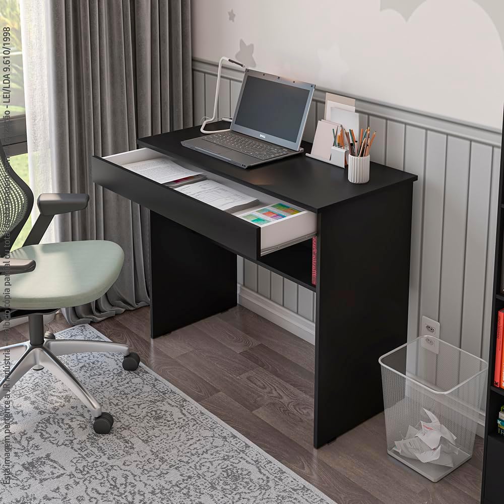 Escrivaninha/Mesa de Computador com 1 Gaveta e Prateleira Organizadora para Quarto ou Escritório de Estudo na Amazon