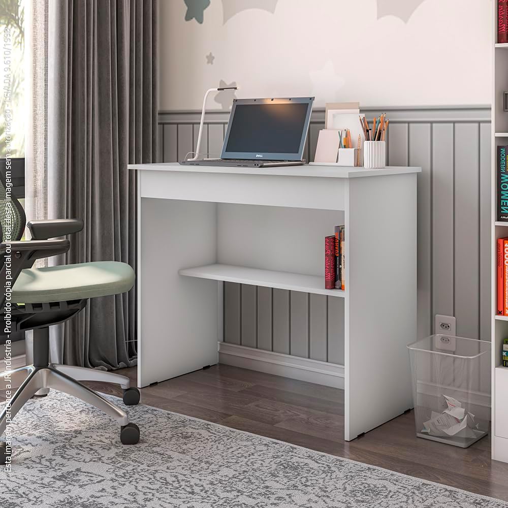 Escrivaninha/Mesa de Computador com 1 Gaveta e Prateleira Organizadora para Quarto ou Escritório de Estudo (Branco) na Amazon