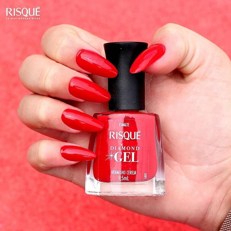 Esmalte Risqué Diamond Gel Vermelho Cereja Cremoso 9,5 Ml na Amazon