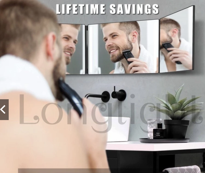 Espelho De Barbeiro Auto-Cortado Com Luzes LED , Vaidade , 360 Para Corte De Cabelo Homens Ver Trás Da Cabeça na Shopee