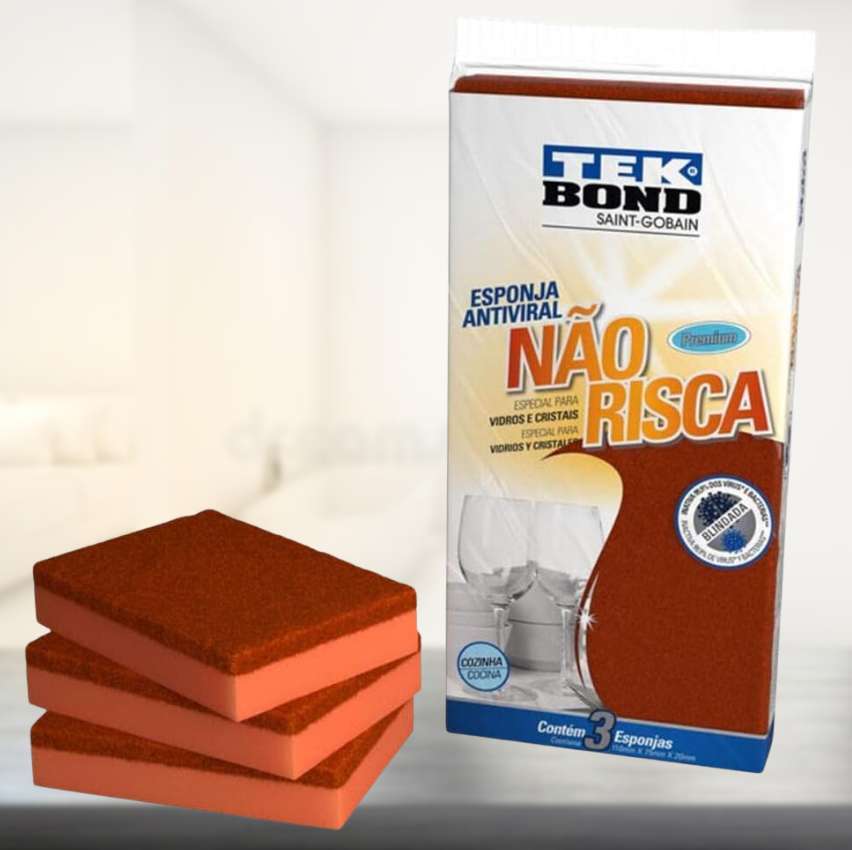 Esponja Para Limpeza Não Risca, Laranja Pack com 3, Tekbond na Amazon