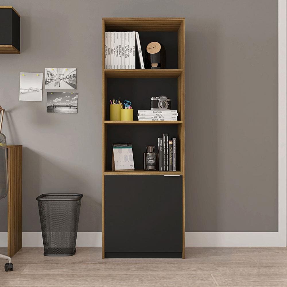 Estante Alta Caemmun Recta com 1 Porta e 3 Prateleiras e Nicho na Ponto