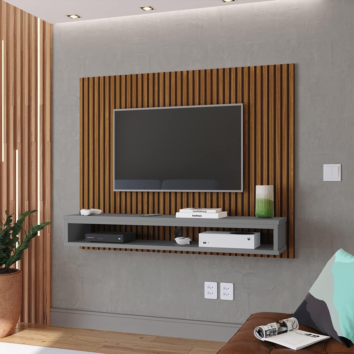 Estante Painel Suspenso TV 32 36 39 40 42 46 47 50 Polegadas Nicho Decorativo Prateleira Parede Quarto Sala Estar Moderna – Ripado – RPM Móveis na Amazon