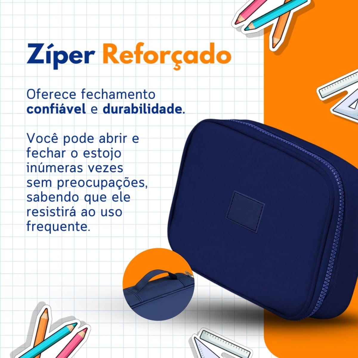 Estojo Escolar Box Grande Infantil Organizador Para Lapis Feminino Masculino Nylon Com Divisoria Necessarie Ziper Resistente Marca Calmfy (Violeta) na Amazon