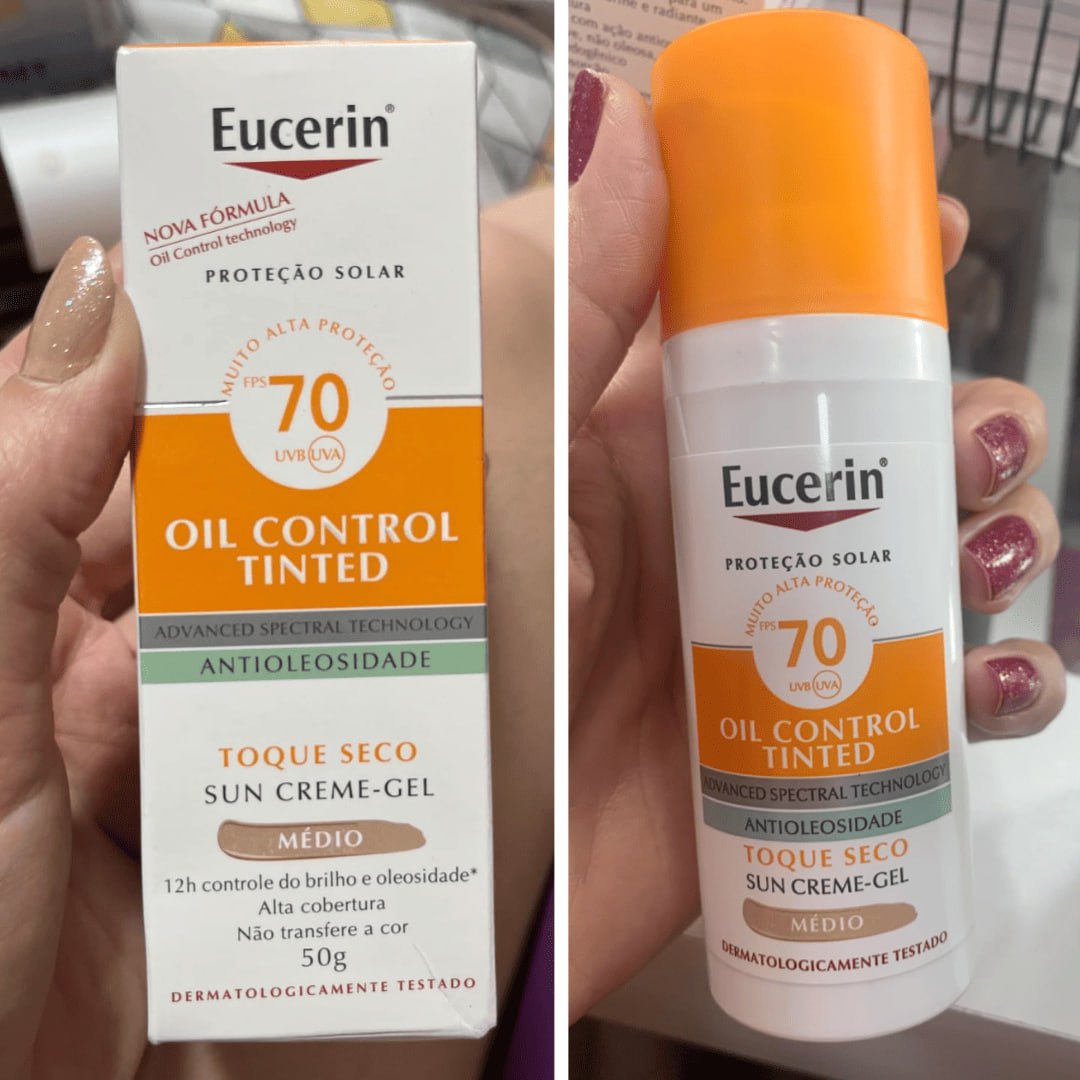 Eucerin, Protetor Solar Facial Oil Control Tinted com Cor FPS70 50g na Amazon