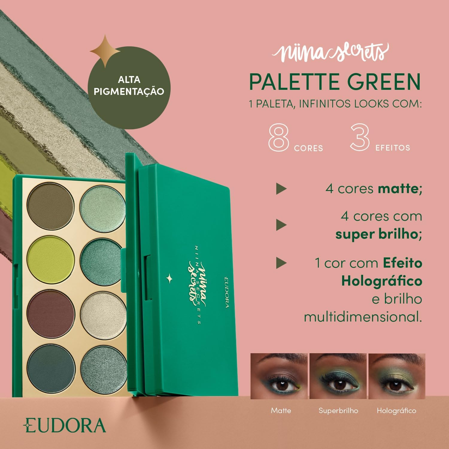 Eudora Niina Secrets Green Palette de Sombras 5,6g na Amazon