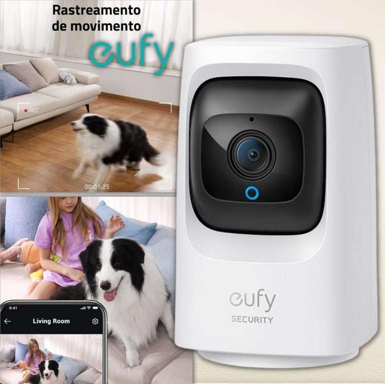 Eufy Mini IndoorCam, Câmera de segurança interna Pan & Tilt, Camera com plug-in Wi-Fi, IA para humanos e pets, compatível com assistentes de voz na Amazon