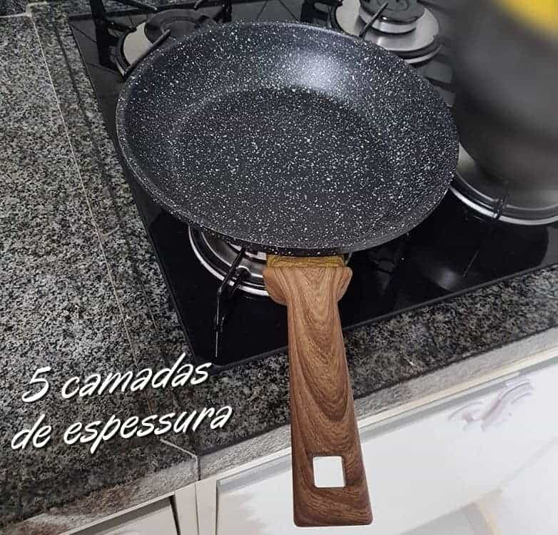 Euro Home – Frigideira 24 cm, 1.5 L de Alumínio com Antiaderente Color Stone Wooden – ALU8303-WD na Amazon