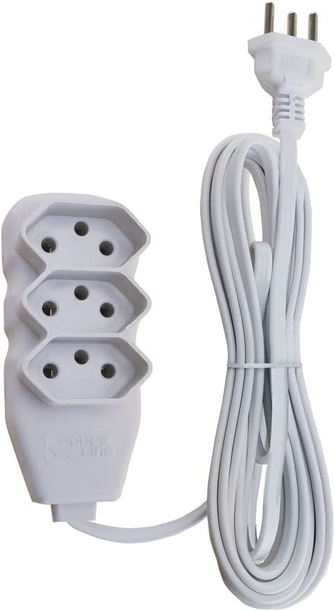 Extensao 3 Tomadas Slim Tripolar, Force Line, Branco 1,0M na Amazon