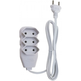 Extensão Slim 3 Tomadas Bipolar Bivolt 1 Metro Branco - Force Line na Amazon