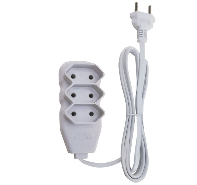 Extensão Slim 3 Tomadas Bipolar Bivolt 1 Metro Branco – Force Line na Amazon
