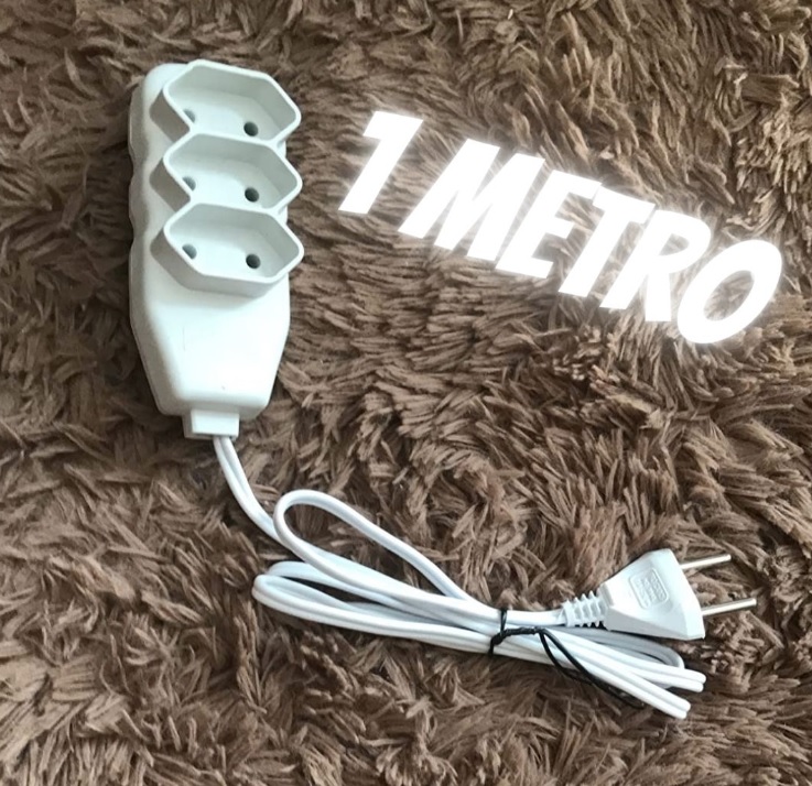 Extensão Slim 3 Tomadas Bipolar Bivolt 1 Metro Branco – Force Line na Amazon