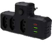Extensão Tomada com 3 Tomadas, 2 Interfaces USB, 1 Porta USB Tipo-C (Preto) na Amazon