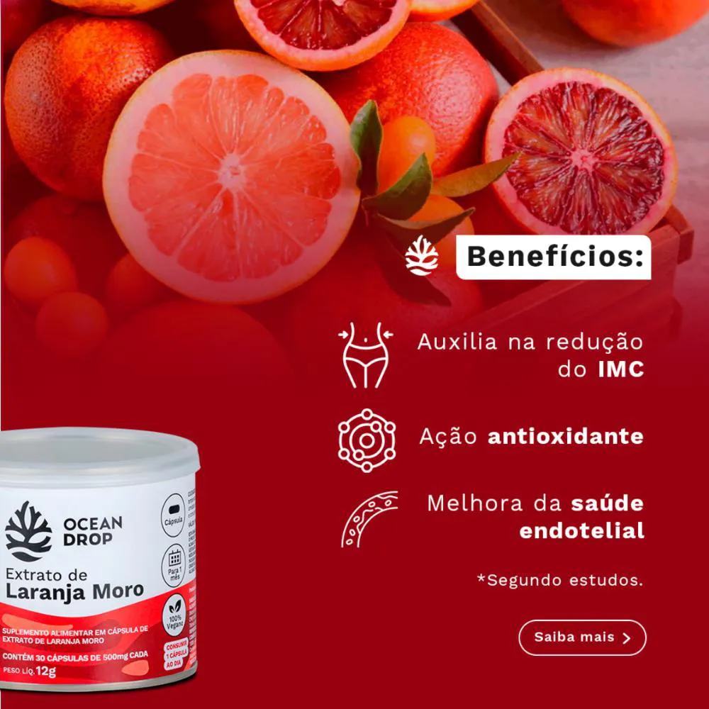 Extrato de Laranja Moro Ocean Drop 500mg 30 cápsulas na Amazon