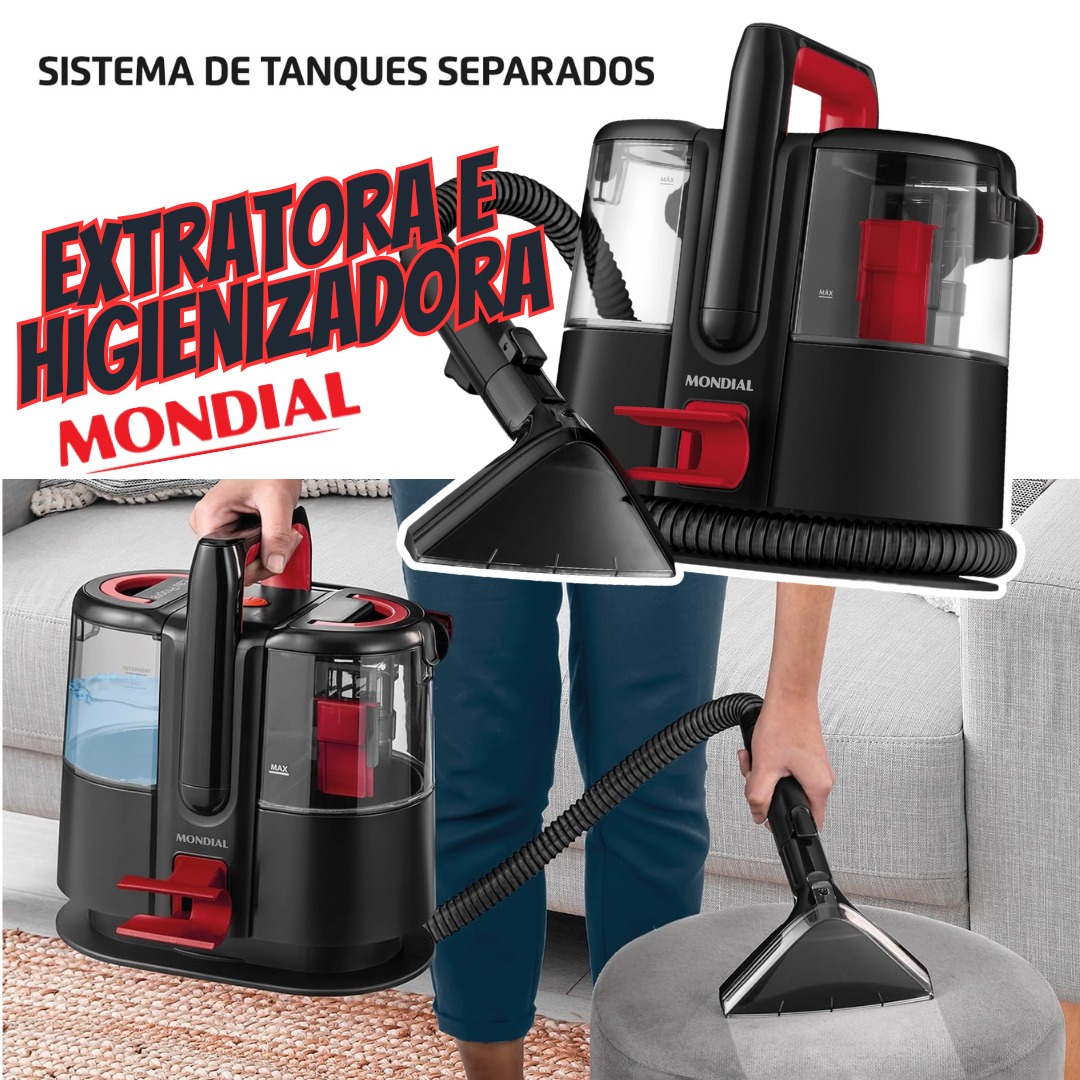 Extratora e Higienizadora Portátil Deep Cleaner I, Mondial, Preto/Vermelho, 1650W, 220V – EXP-01-R na Amazon