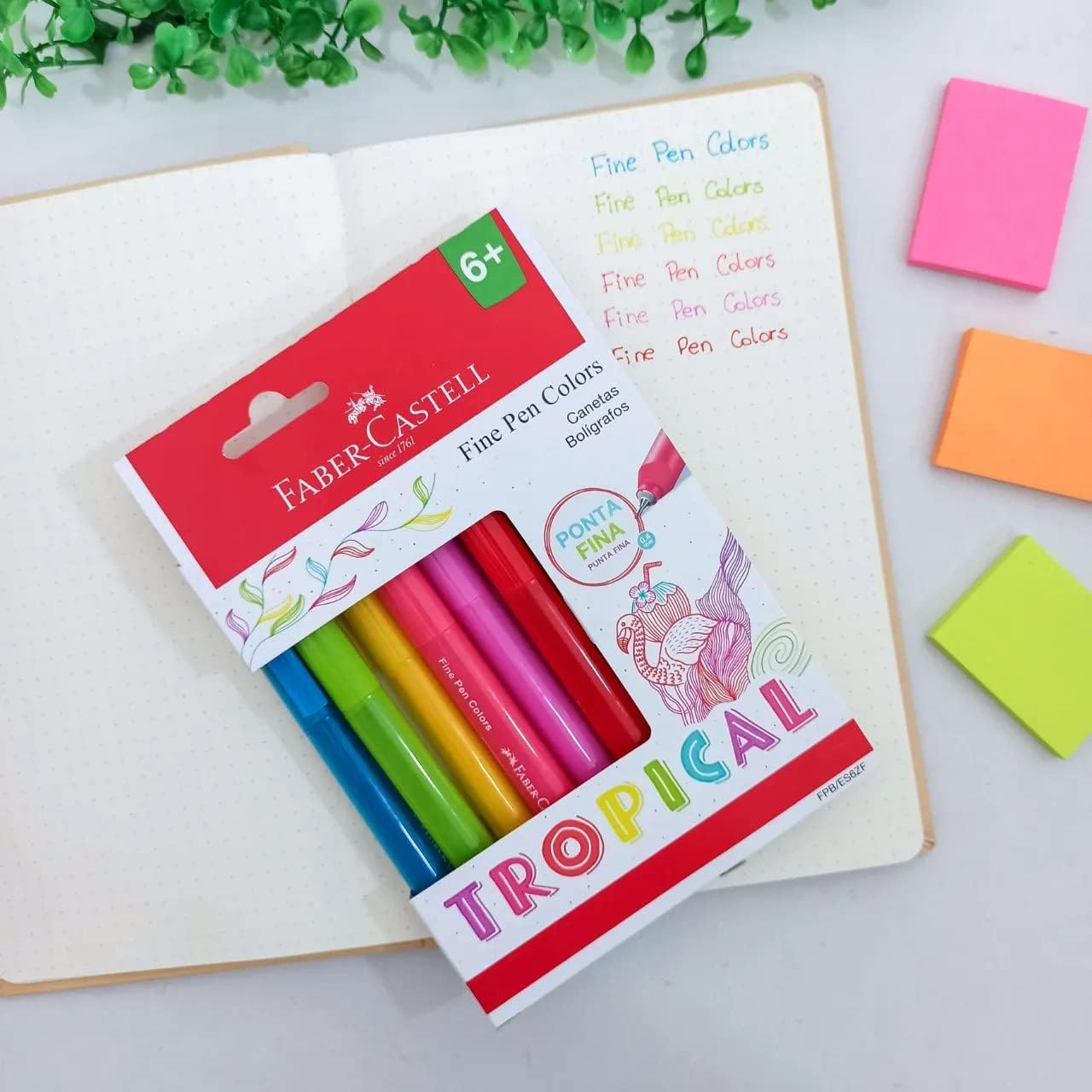Faber-Castell Caneta Fine Pen 6 Cores Tropical na Amazon