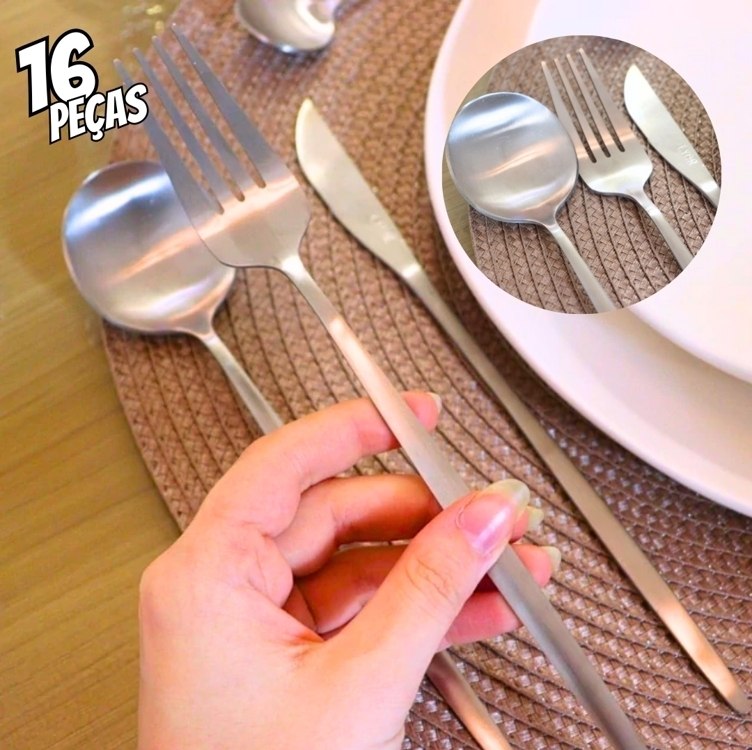 Faqueiro 16 Peças de Aço Inox Ópera – Lyor na Amazon