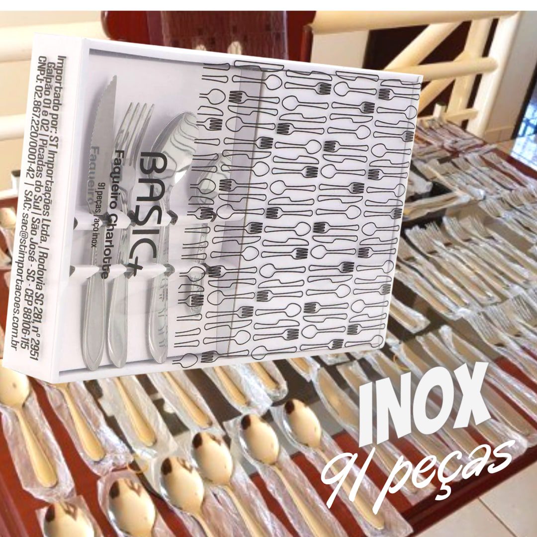 Faqueiro aço inox Charlotte 91 peças – Basic+ na Americanas