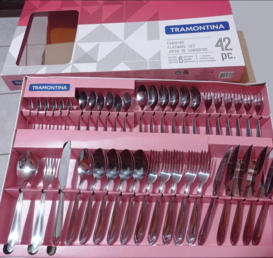 Faqueiro Aço Inox com Faca para Churrasco com 42 Peças Tramontina Laguna. na Amazon