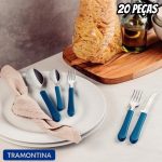 Faqueiro Inox 20 peças Leme Azul – Tramontina na Amazon