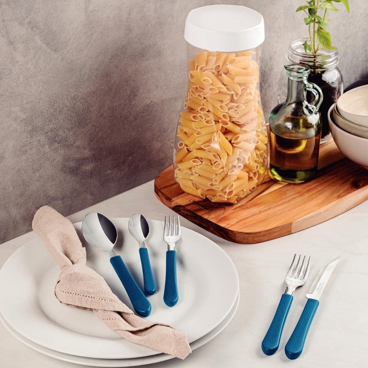 Faqueiro Inox 20 peças Leme Azul – Tramontina na Amazon