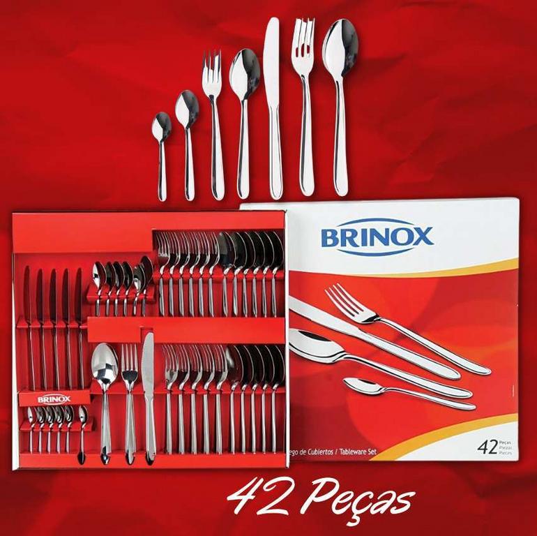 Faqueiro Siena, Brinox 5109/102, Aço Inox 42 Pçs Serve 6 Pessoas na Amazon