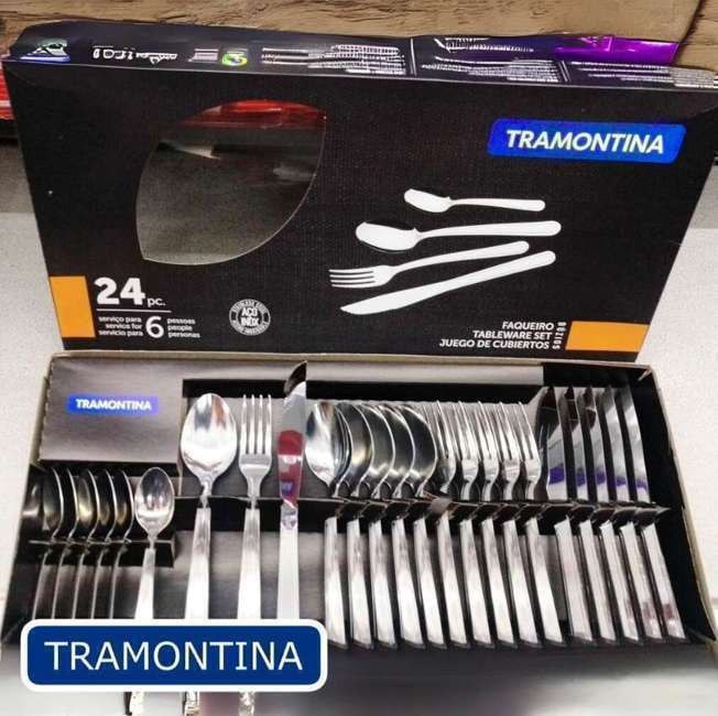 Faqueiro Tramontina Búzios cem Aço Inox com Detalhe 24 Peças na Amazon