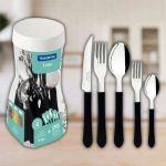 Faqueiro Tramontina Leme com Lâminas em Aço Inox e Cabos de Polipropileno Preto 20 Peças na Amazon