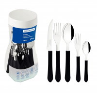 Faqueiro Tramontina Leme Com Lâminas Em Aço Inox E Cabos De Polipropileno Preto 20 Peças na Amazon