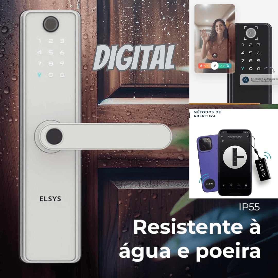 Fechadura Digital de Embutir, Wi-Fi com Biometria, Elsys, SAX, Prata – Abertura via Biometria, Senha Numérica, Aplicativo, Camera na Amazon