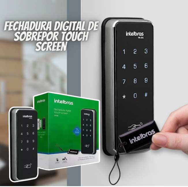 Fechadura Digital de Sobrepor Touch Screen FR 201 Preto Intelbras na Amazon
