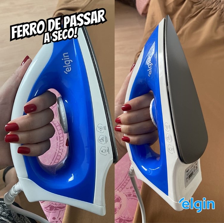 Ferro de Passar a seco Iron Force 1100W branco com azul – Elgin na Amazon