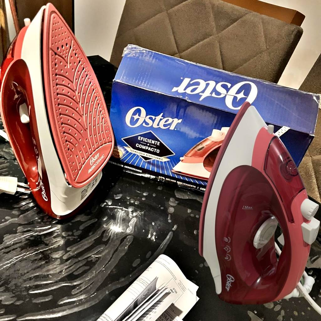 Ferro de Passar a Vapor Oster, Aeroceramic, Base Cerâmica, Vermelho, 1200W, GCSTBS5053 na Amazon