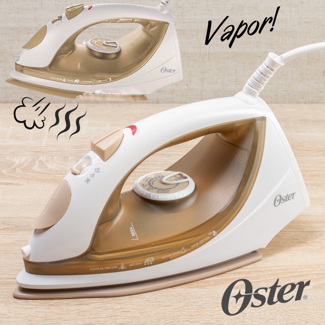 Ferro de Passar a Vapor Oster Antiaderente, 110V, Champagne/Branco, 1200W, GCSTBS5907 na Amazon