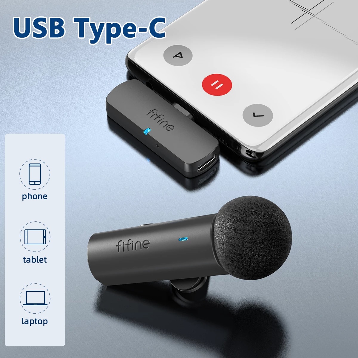 FIFINE M6 Wireless Lavalier Recording Microphone Type-C na Aliexpress
