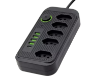 Filtro de Linha 5 Tomadas, Extensão, Régua de Energia Elétrica, Cabo 2 Metros, 4 USB A e 1 USB-C, BiVolt 110-220V, Potência de 2500W e Carregamento Inteligente Premium na Amazon