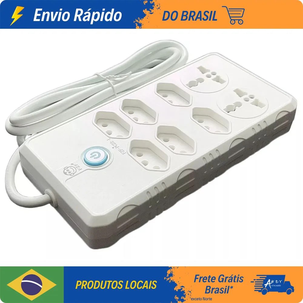 Filtro de Linha 6 Tomadas Régua Bivolt C/ 2 Tomadas Universal na Aliexpress