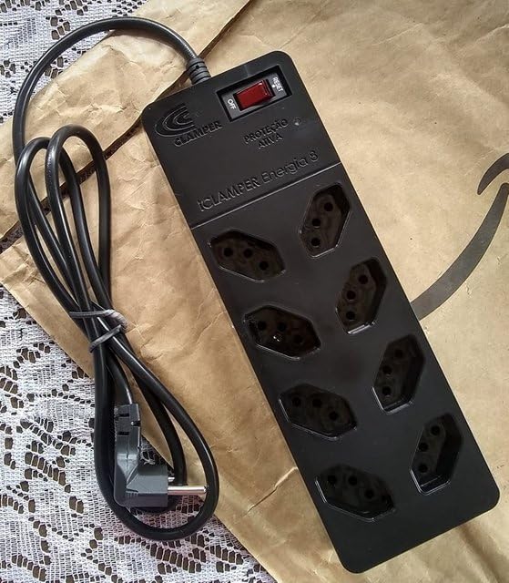 Filtro de Linha iCLAMPER Energia 8 com Proteção contra Surtos Elétricos(DPS) 8 Tomadas, 3 Pinos, 10 Amperes para PC, Notebook, Roteador, Monitor, Impressora, PS5, Alexa e etc, Bivolt, Cabo de 1m na Amazon