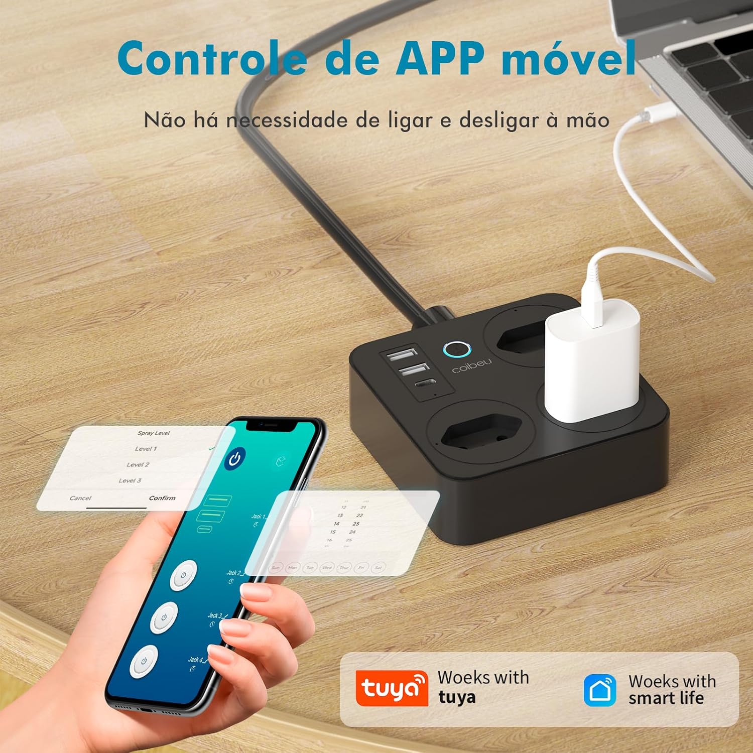 Filtro de Linha, Tomada Inteligente Wifi, Extensão Tomada, Regua Tomada, Regua de Energia, 3 Tomadas, 2 Interfaces USB, 1 Porta USB Tipo-C, Suporte para Controle Por Voz, Controle de celular na Amazon