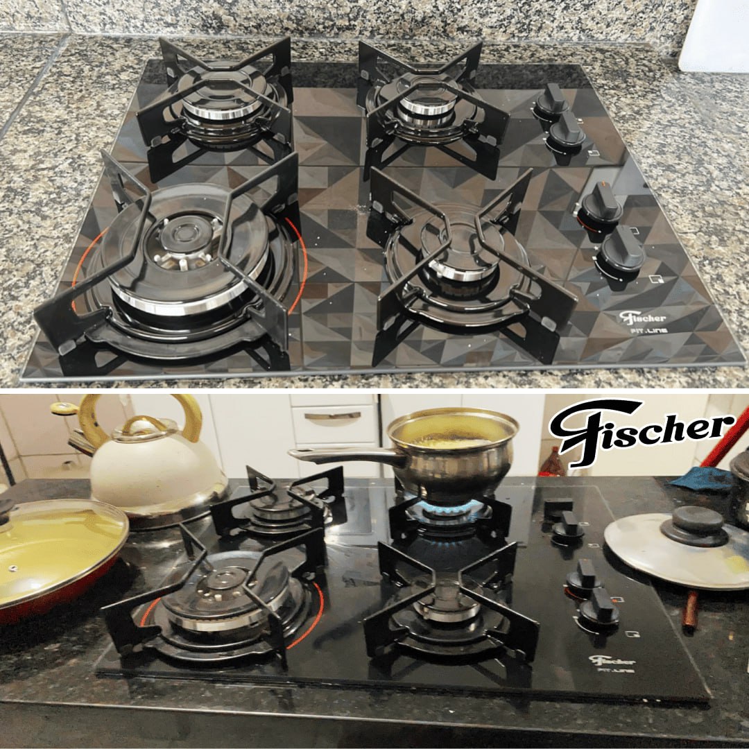 Fischer Cooktop À Gás 4 Bocas Tripla Chama Infinity Mesa Vidro Preto Bivolt – 26297-57076 na Amazon