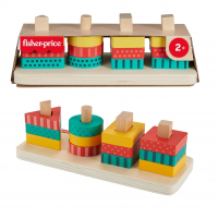 Fisher-Price Brinquedo Para Empilhar Com Círculos, Triângulos E Quadrados De Madeira, 13 Peças Fabricadas na Amazon