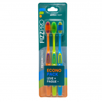FizzPro, Pack Com 3 Escovas Dentais, PremiumSeries, Cerdas Macias, Laranja, Verde E Azul na Amazon