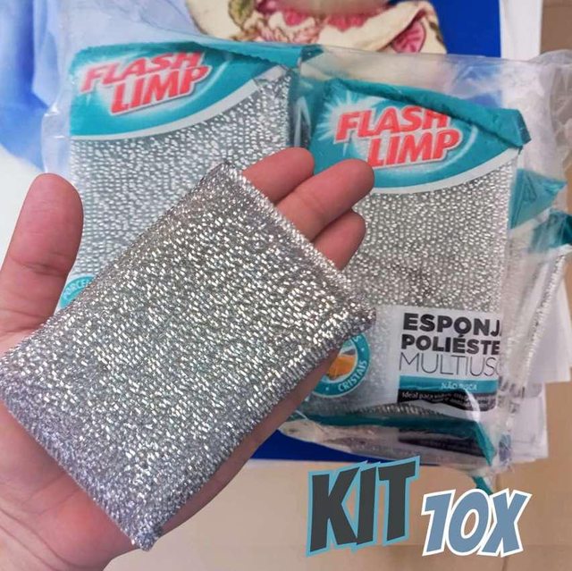Flash Limp Kit Com 10 Esponjas Multiuso Poliéster Limpa Sem Riscar Ep1416360-10 na Amazon