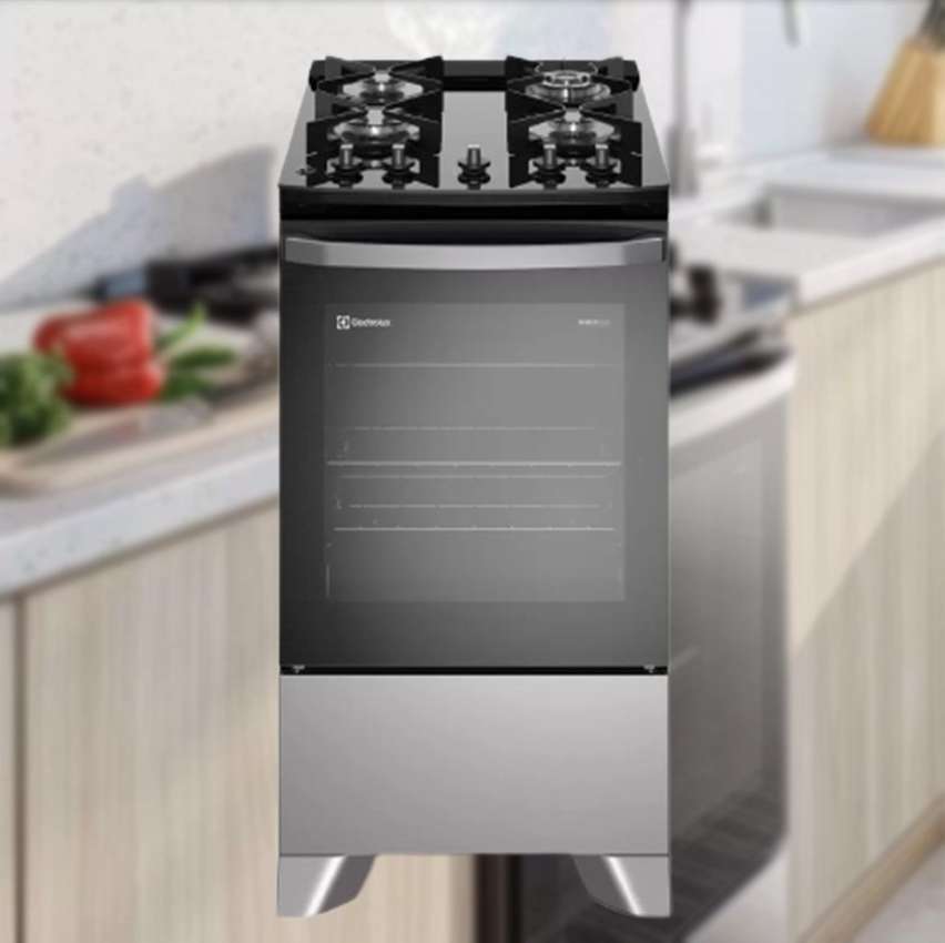 Fogão 4 bocas Electrolux Prata Efficient com Mesa de Vidro, PerfectCook e VaporBake (FE4GS) na Magazine Luiza