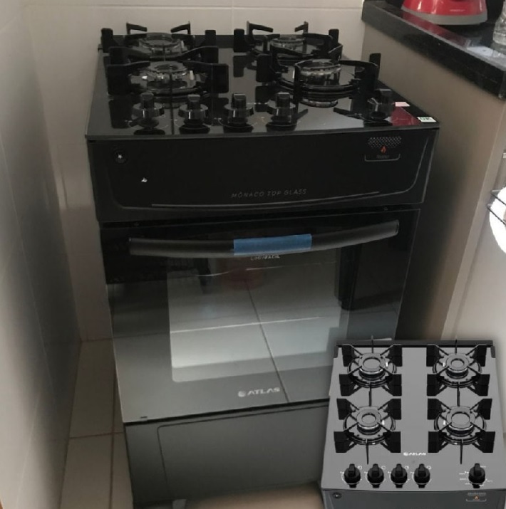 Fogão 4 Bocas Mesa de Vidro Atlas Preto – Acendimento Automático Mônaco Top Glass na Magazine Luiza