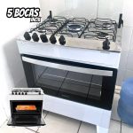 Fogão 5 Bocas Branco com Mesa Inox Atlas Atenas Bivolt na Amazon