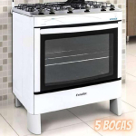 Fogão 5 Bocas Esmaltec Ágata – Acendimento Automático Branco na Magazine Luiza