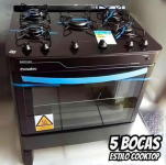 Fogão 5 Bocas Esmaltec Preto – Acendimento Automático Agata Glass 5090 na Magazine Luiza