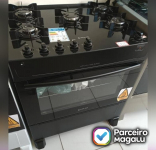 Fogão 5 Bocas Mesa de Vidro Atlas Preto – Acendimento Automático Mônaco Top Glass na Magazine Luiza