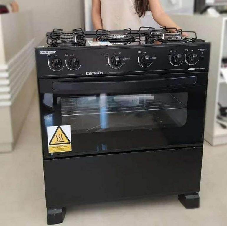 Fogão 5 Bocas Mesa de Vidro Esmaltec Preto – Acendimento Automático Caribe Glass na Magazine Luiza